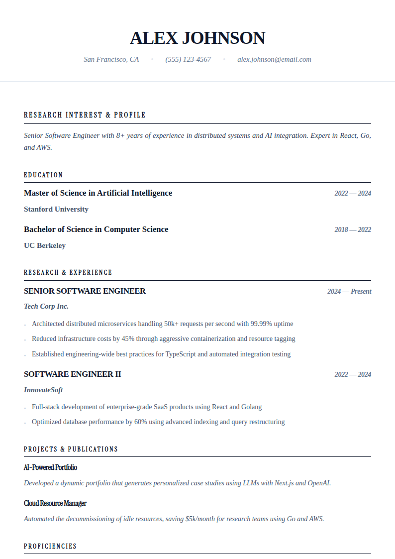 Scholar resume template preview