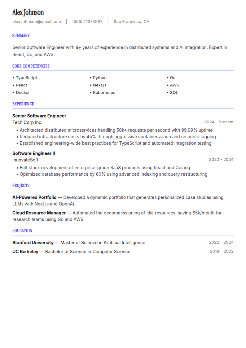 ATS Plus resume template preview