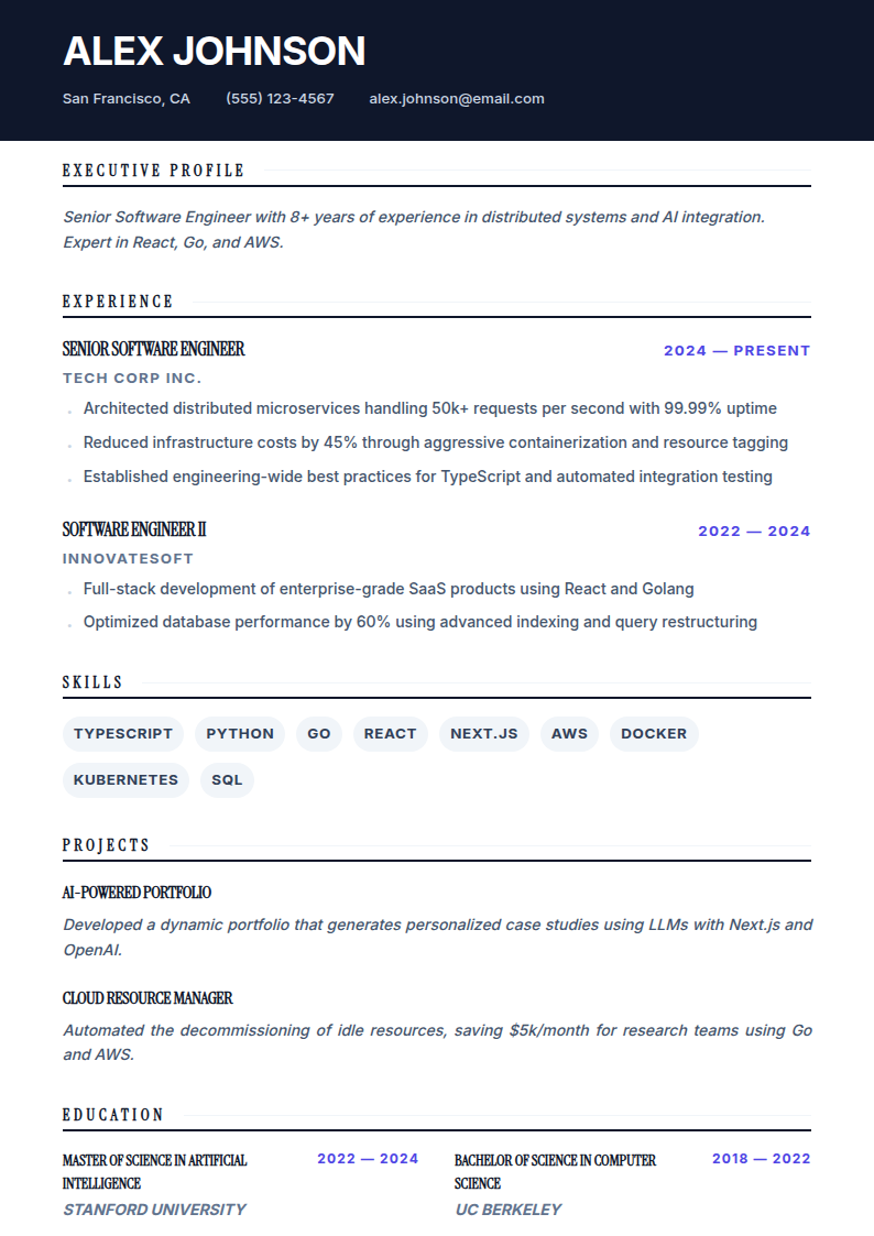 Strong Content resume template preview
