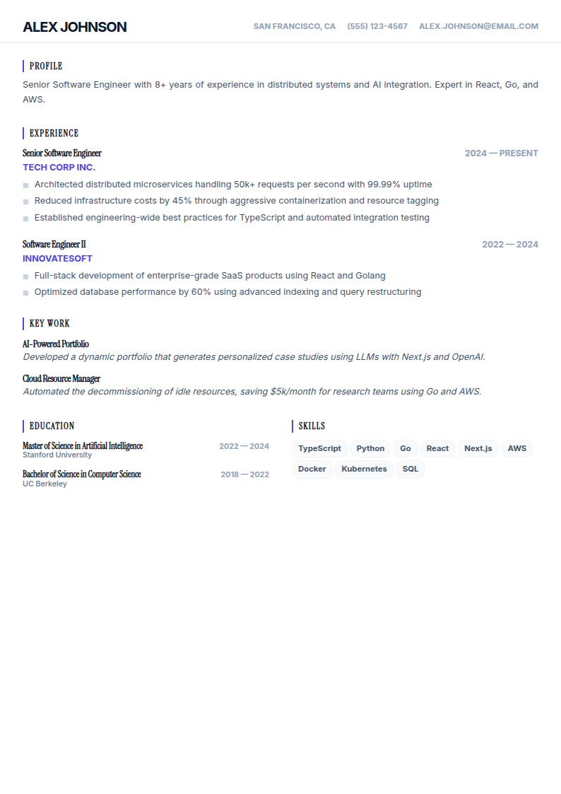 High-Density resume template preview