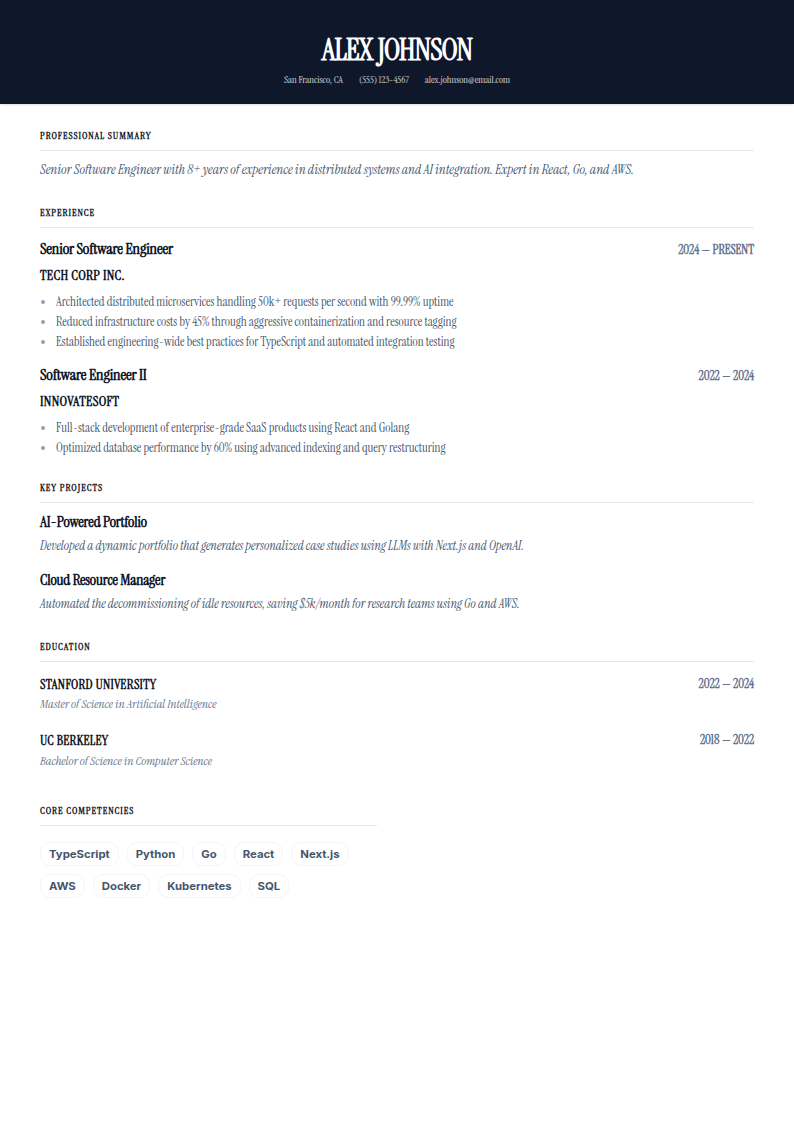Corporate Standard resume template preview