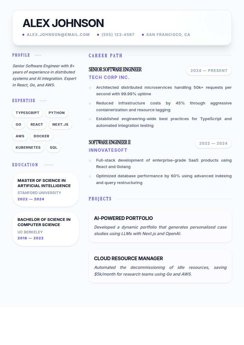 Creative Designer resume template preview