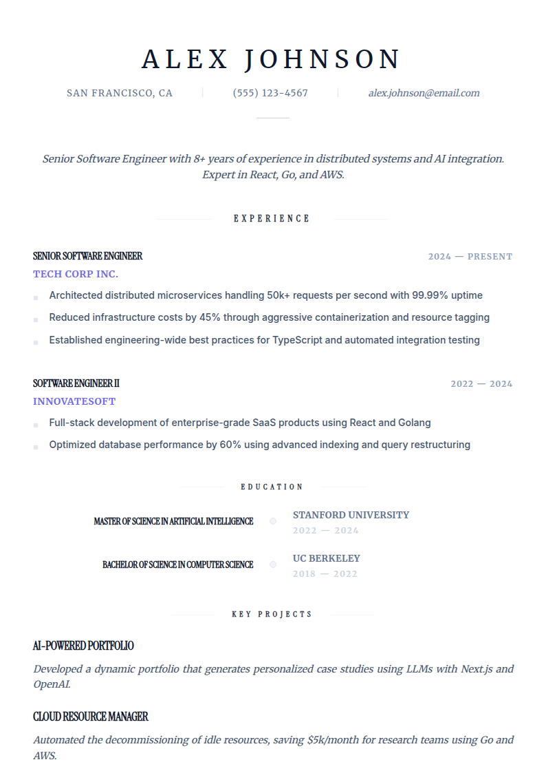 Sleek Professional resume template preview