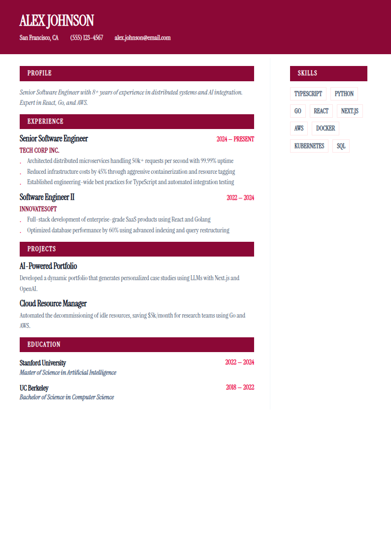Elite Executive resume template preview