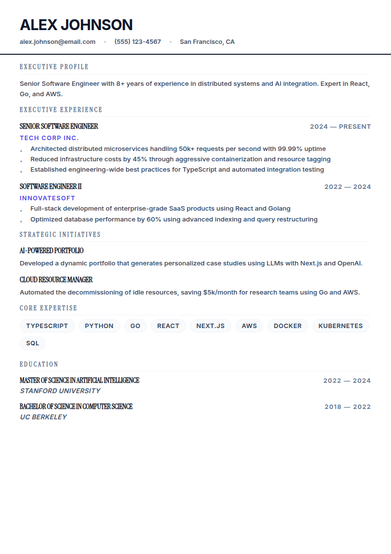 Management resume template preview