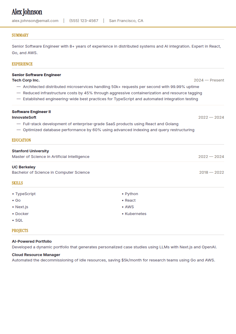 Finance resume template preview