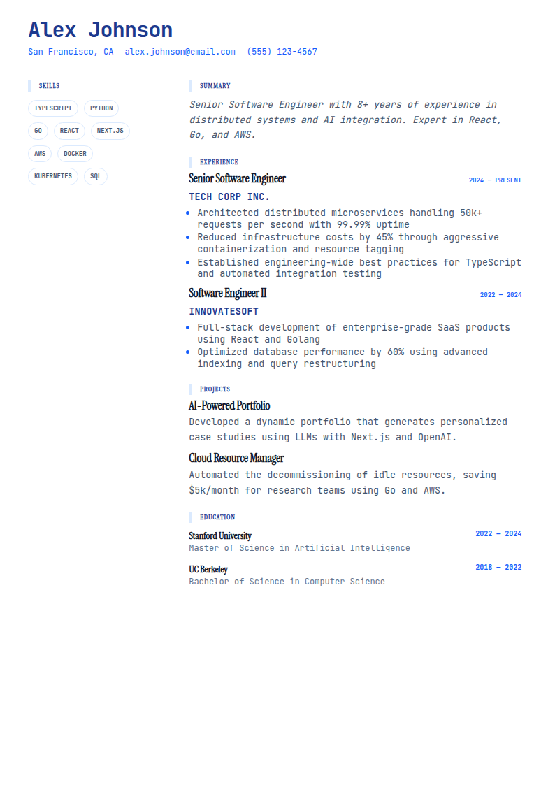 Competency Focus resume template preview