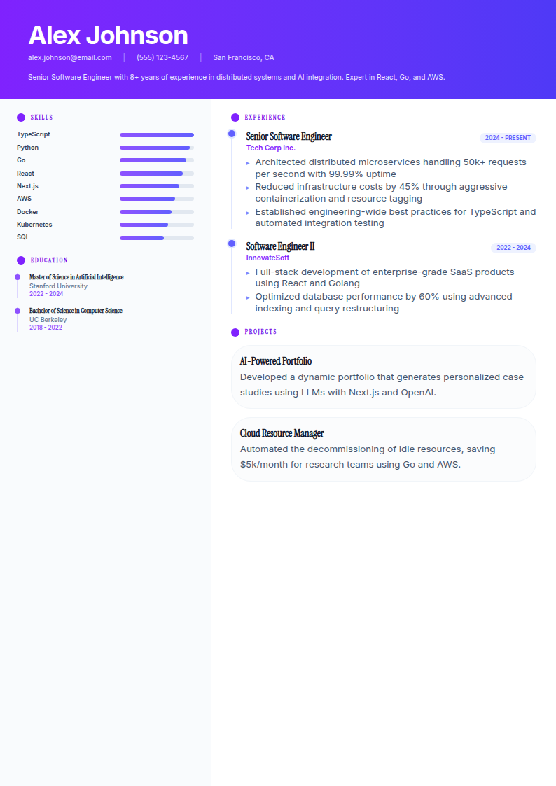 Infographic resume template preview