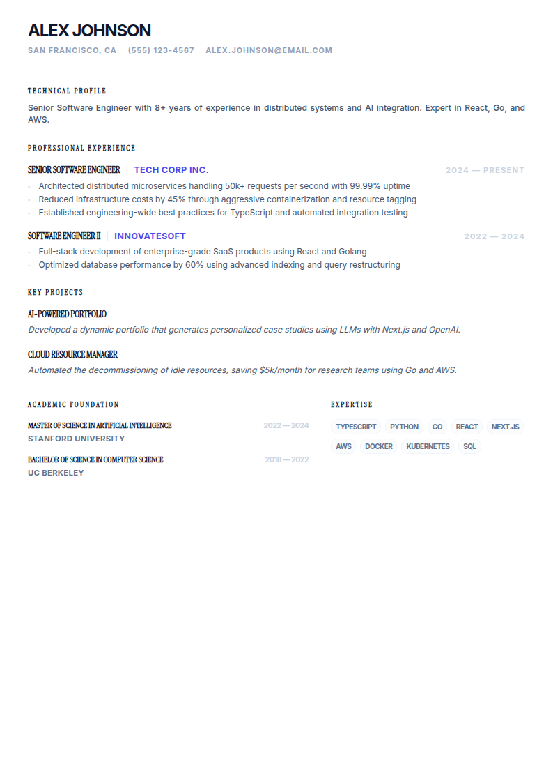 Minimalist resume template preview