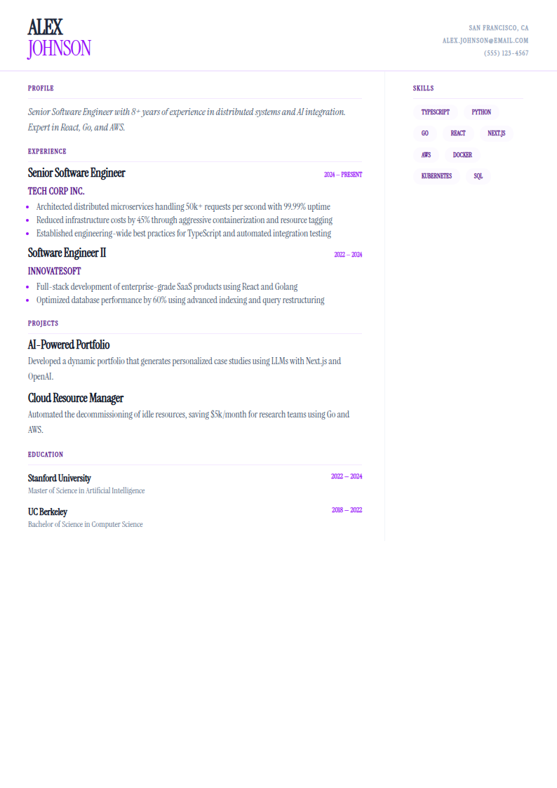 Premium Elite resume template preview