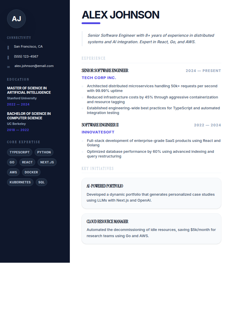 Executive resume template preview