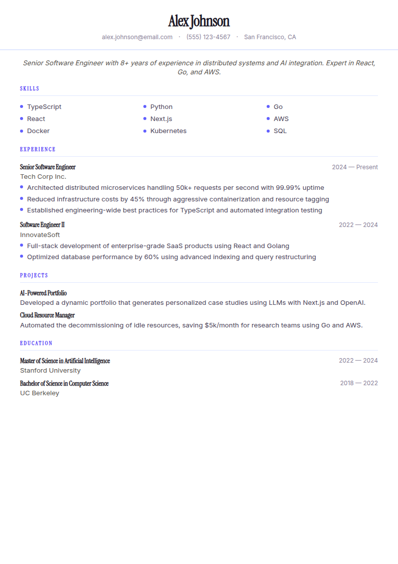 Skills First resume template preview