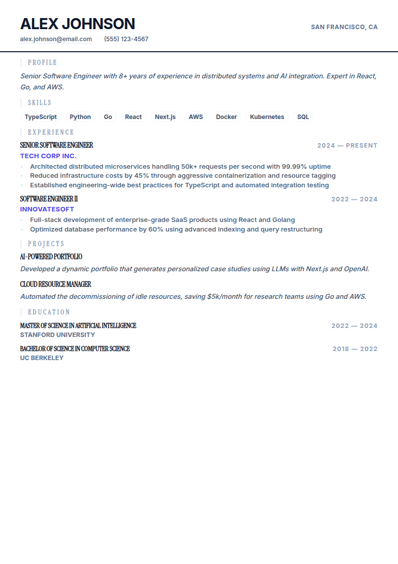 Developer Pro resume template preview
