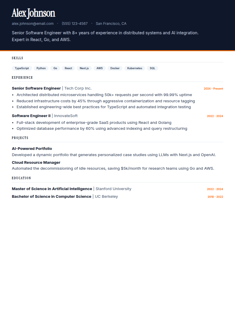 Two-Tone resume template preview
